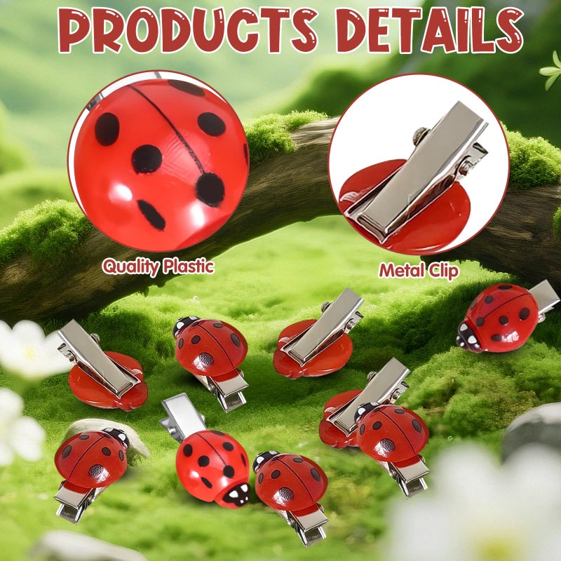 CYUXING 20Pcs Fun Ladybug Hair Clips for Women & Girls, Whimsical Cute Bug Hair Accessories with Metal Grip | Fun Decorative Clips for Daily Use & Cosplay Themed Party & Halloween - Image 3